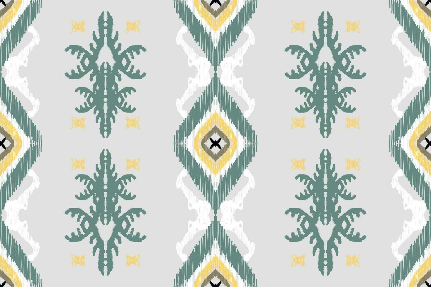 Seamless Ikat pattern repeating handmade textile design. Vintage style. Aztec ethnic pattern, embroidery, abstract, vector, design illustration for texture, fabric, print. vector