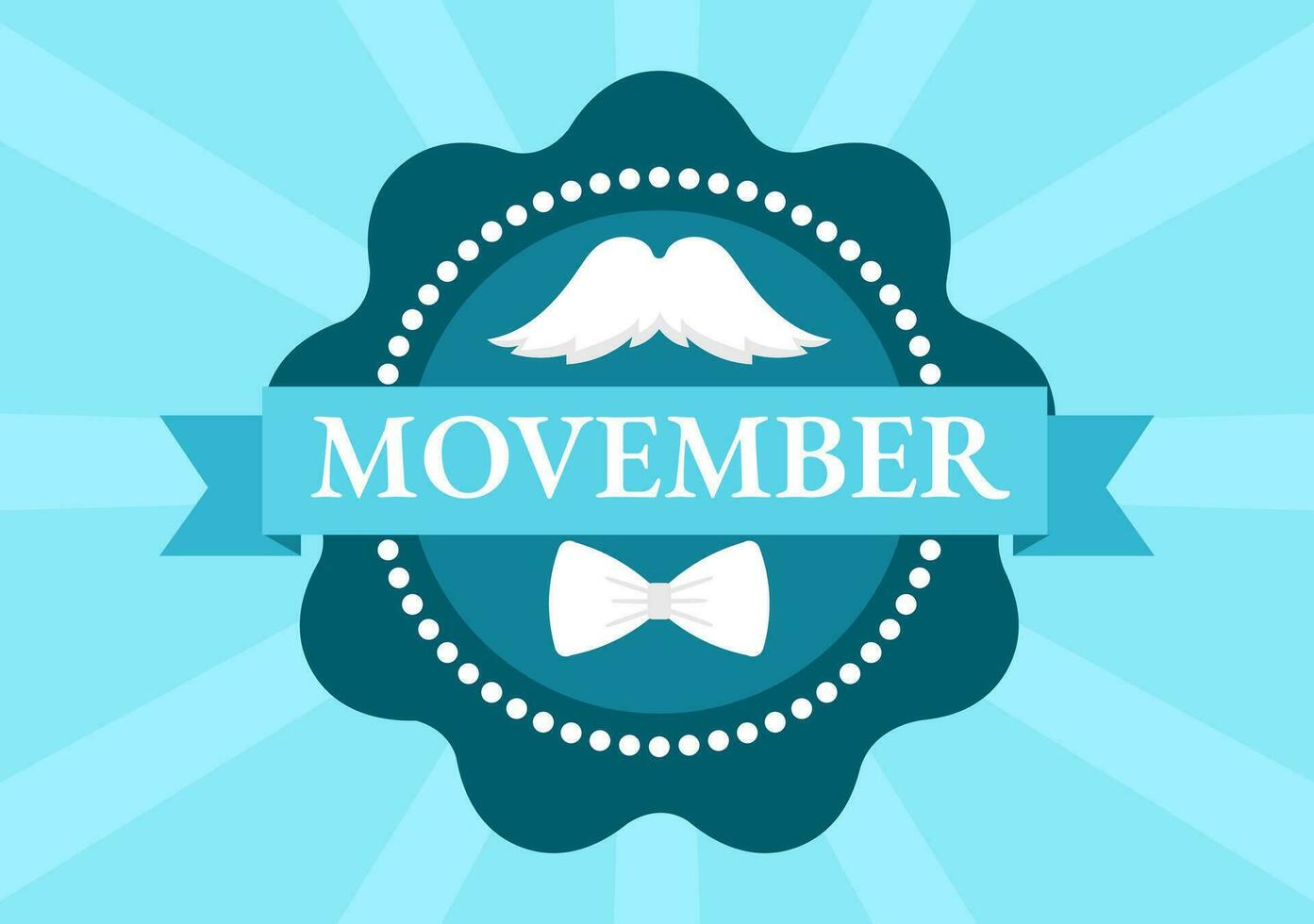 Movember Time Vector Illustration with Mustache and Ribbon for Men's Health Awareness Month in Flat Cartoon Hand Drawn Background Templates