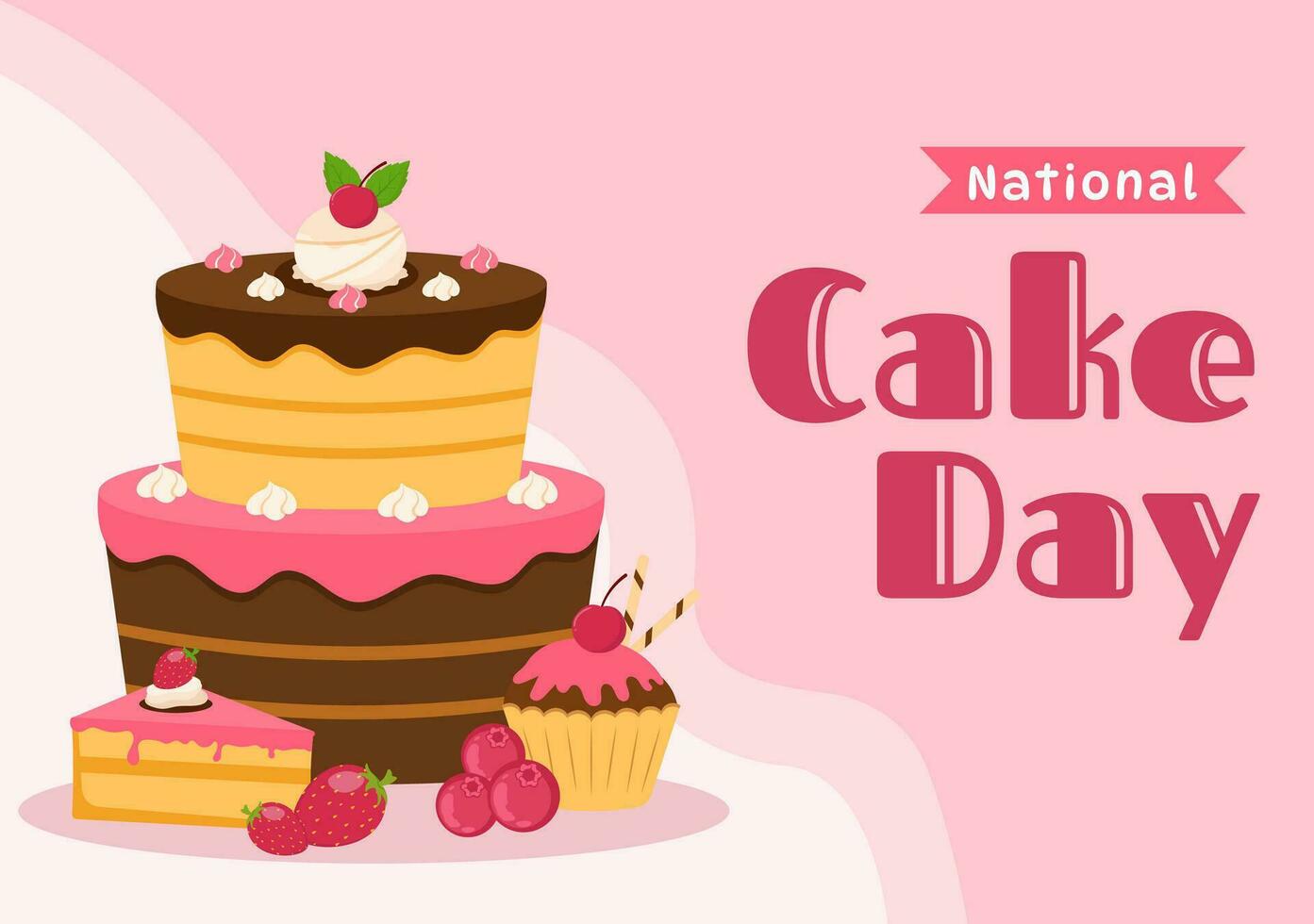 nacional pastel día vector ilustración en fiesta celebrar noviembre 26 con dulce un pan en plano dibujos animados rosado antecedentes diseño modelo