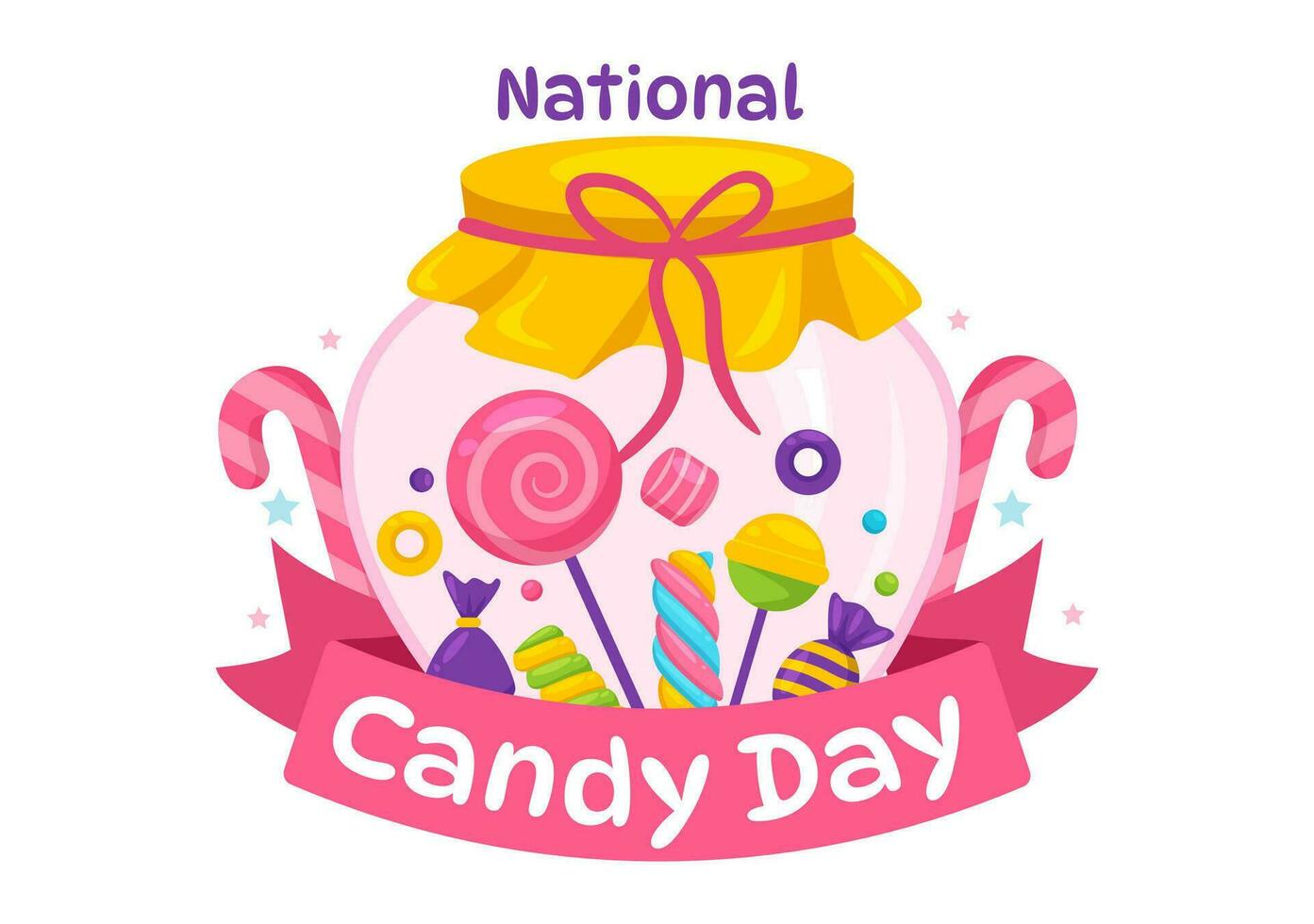 National Candy Day Vector Illustration with Different Types of Candies and Sweets in Flat Cartoon Hand Drawn Background Design Templates