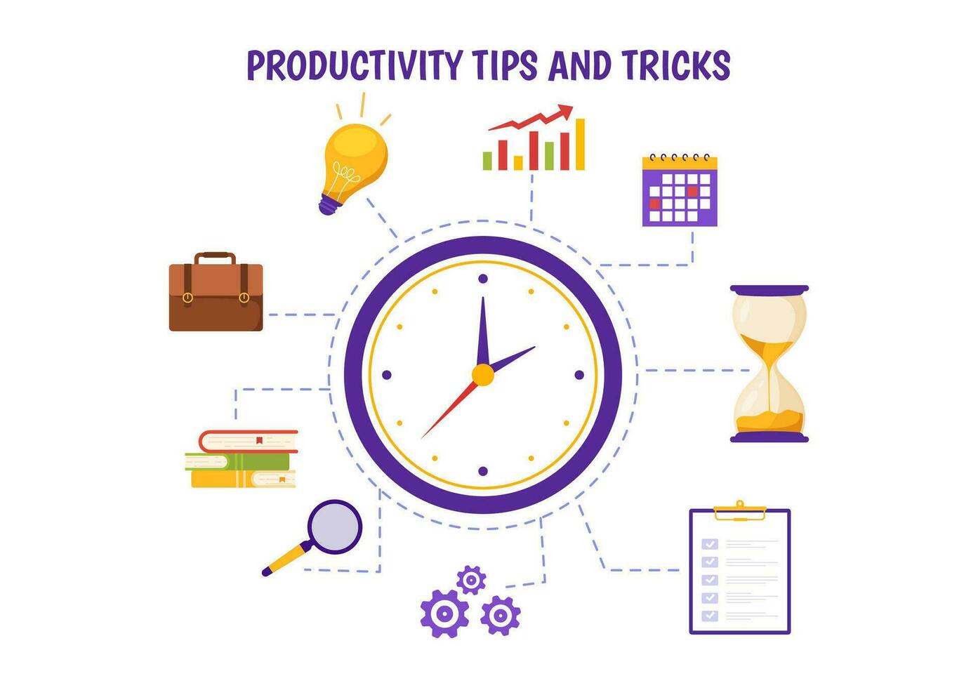 Productivity Tips and Trick Vector Illustration with Marketing Product for Effective Advertisement and Promotion Campaign to Boost Brand Recognition