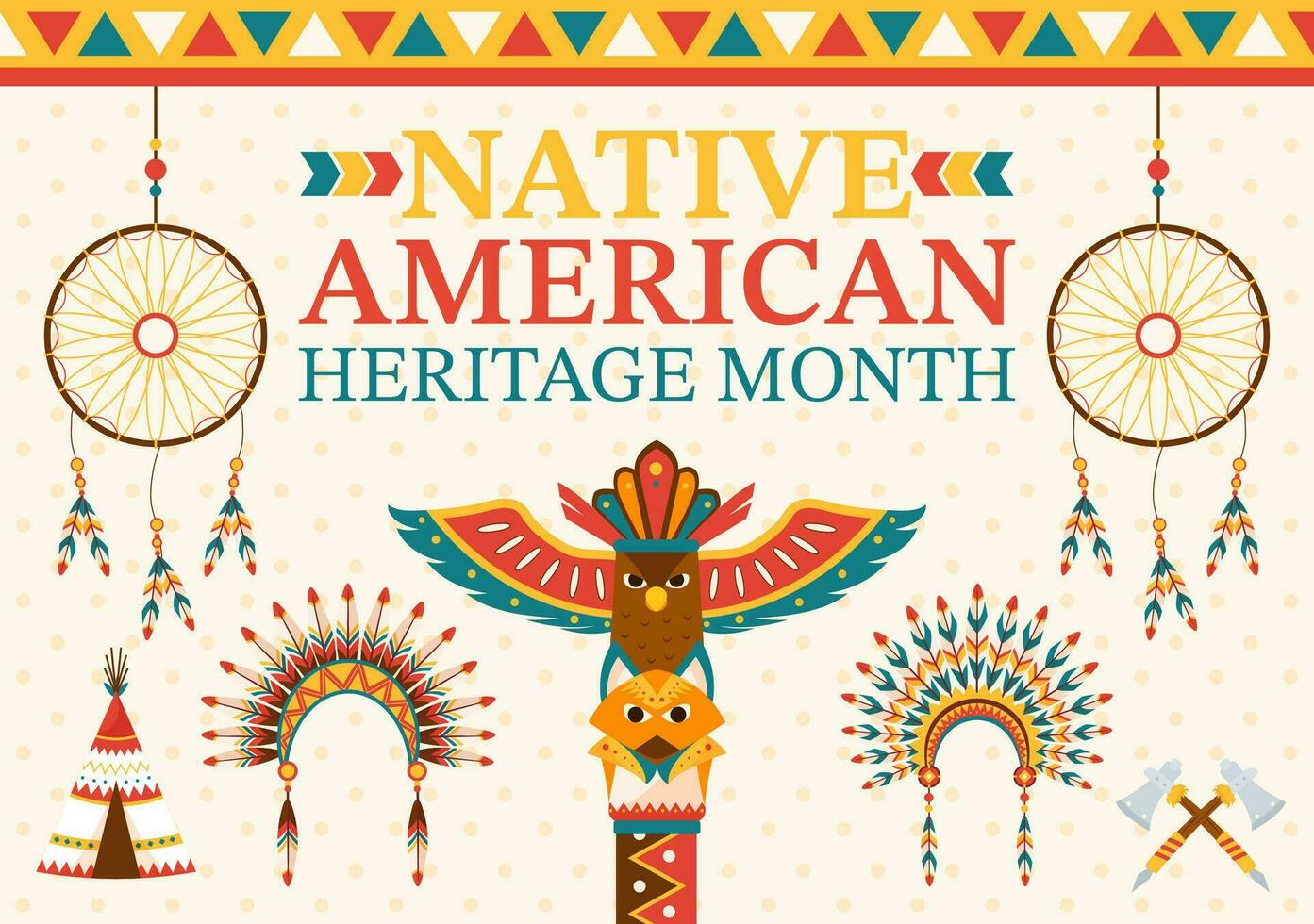 Native American Heritage Month Day Vector Illustration with Celebrate America Indian Culture Annual in United States to Contributions Background