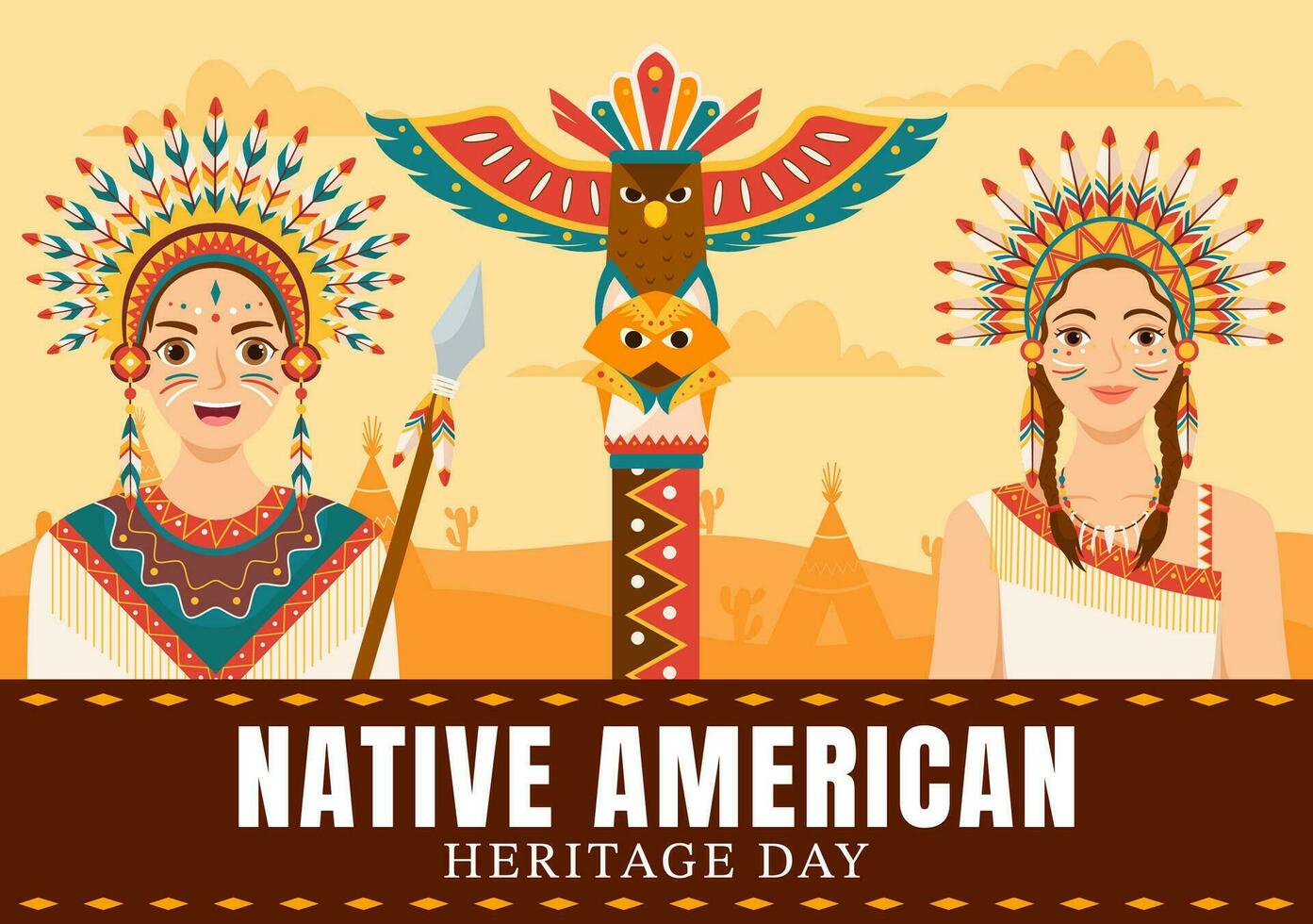 nativo americano patrimonio mes día vector ilustración con celebrar America indio cultura anual en unido estados a contribuciones antecedentes