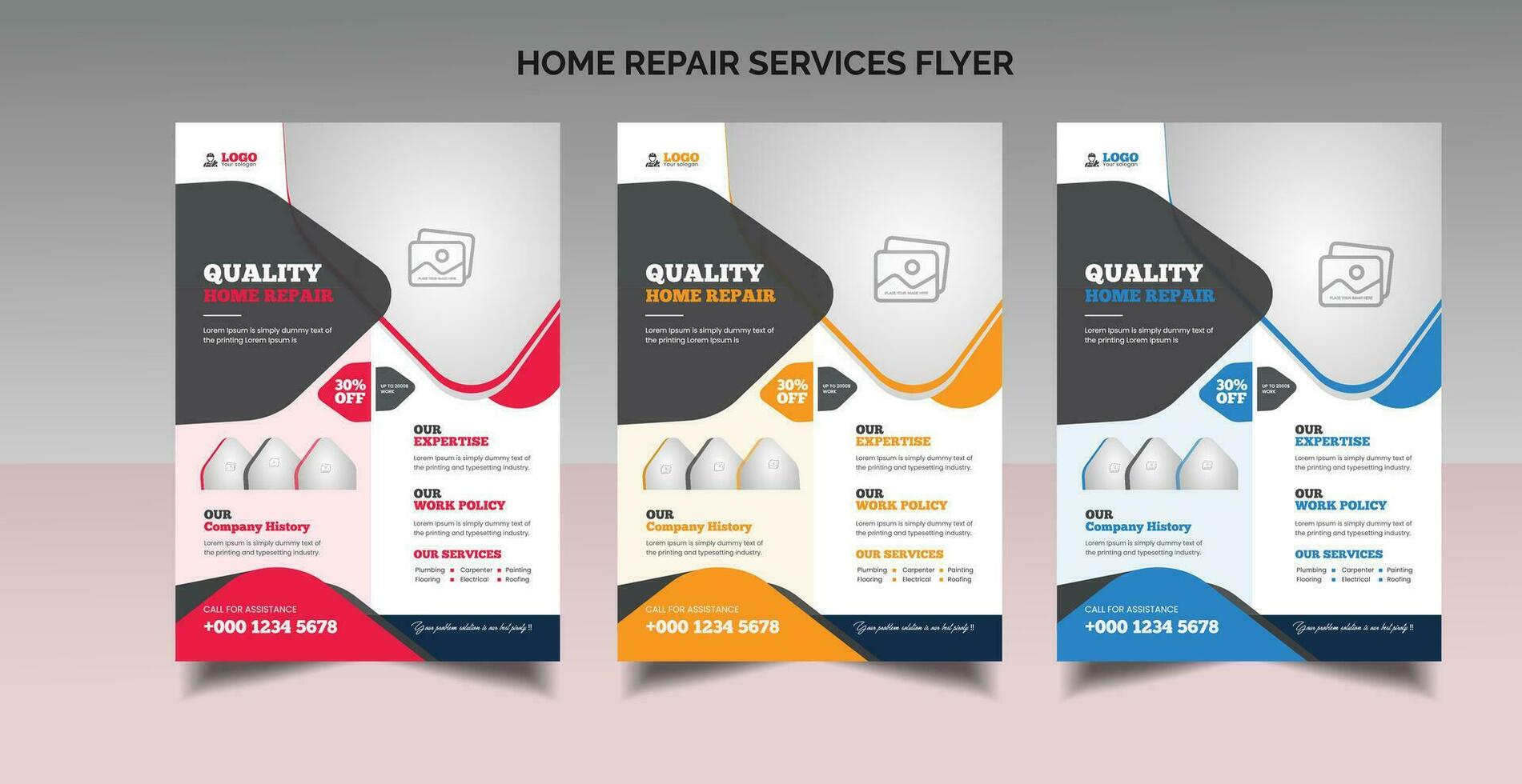 clean and professional Home Repair services flyer carpenter service electric service paint services flyer design template vector