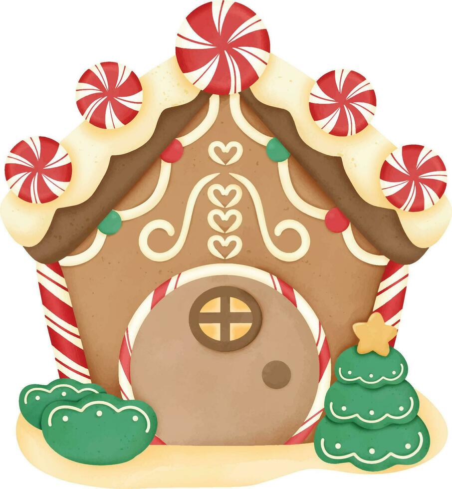 Watercolor gingerbread for invitation and greetings in happy season vector