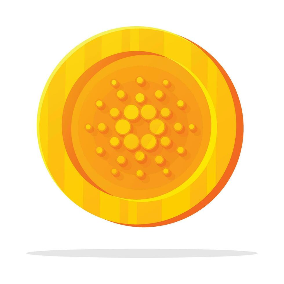 Cardano Cryptocurrency Gold Coin Vector Design