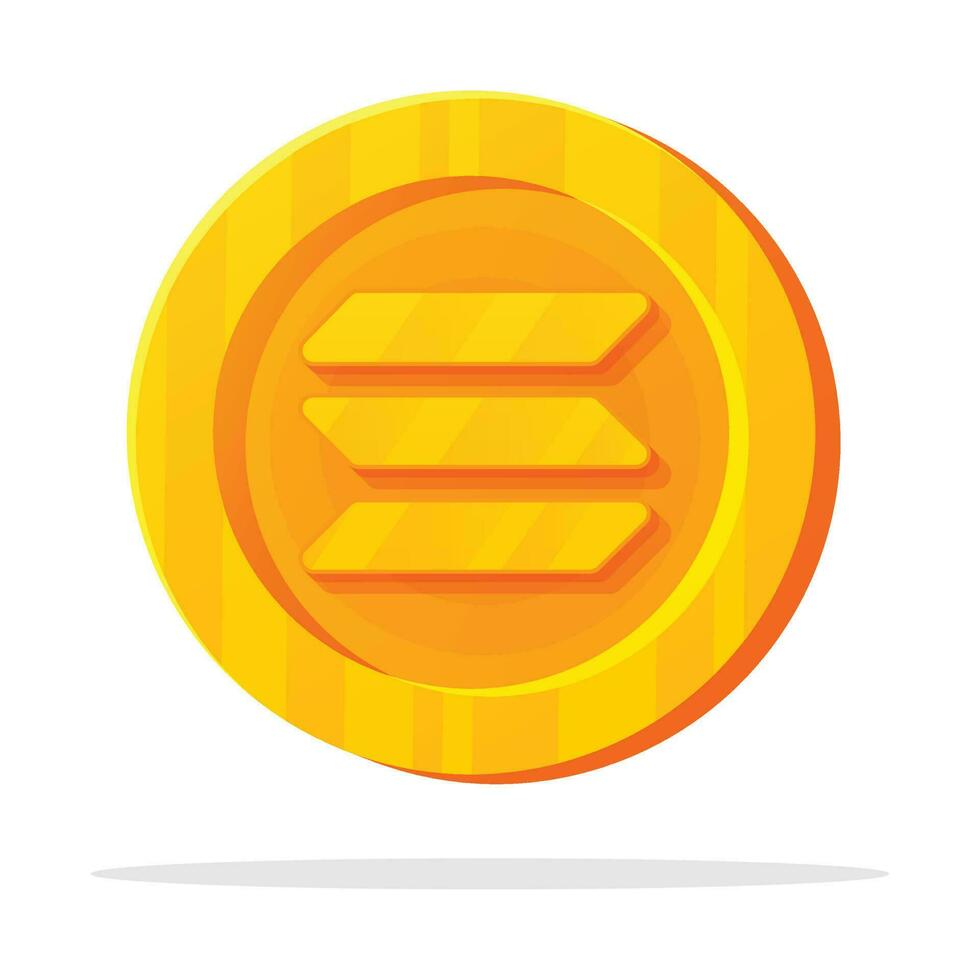 Solana Cryptocurrency Gold Coin Vector Design