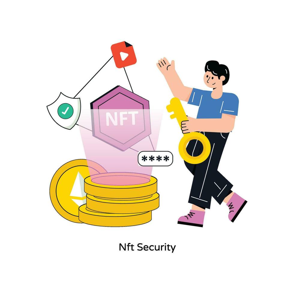 Nft Security Flat Style Design Vector illustration. Stock illustration