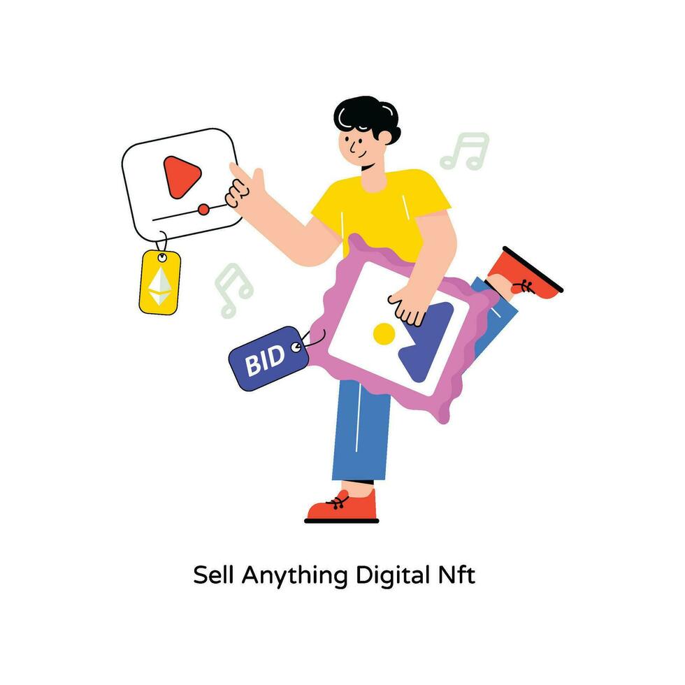 Sell Anything Digital Nft Flat Style Design Vector illustration. Stock illustration