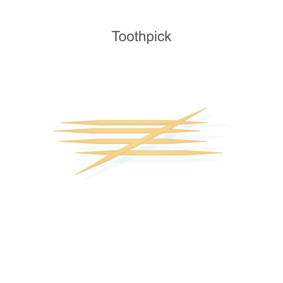 Wooden toothpick. bamboo toothpick small sharp, realistic toothpicks wood. isolated on white background. vector