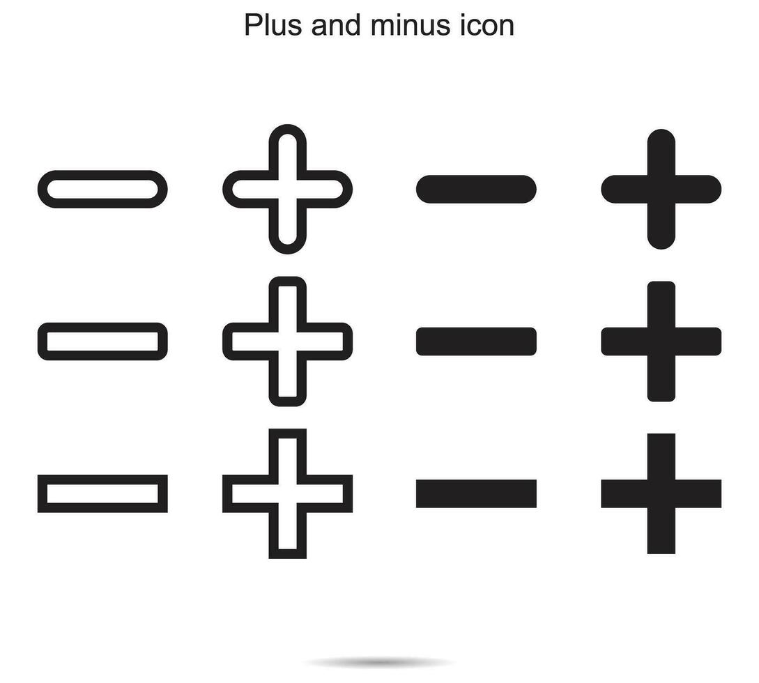 Plus and minus icon, vector illustration.