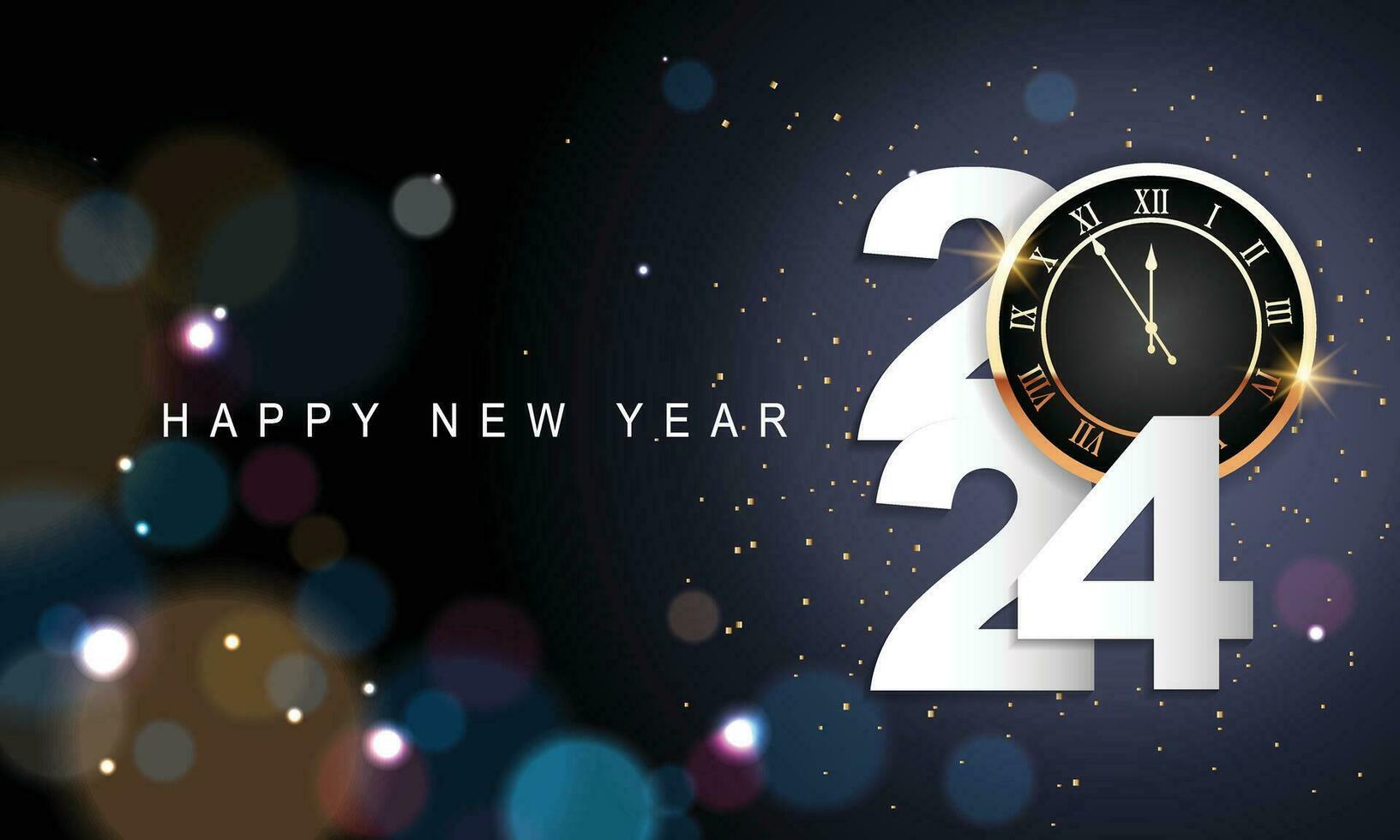 2024 Happy New Year Background Design. Greeting Card, Banner, Poster. Vector Illustration.