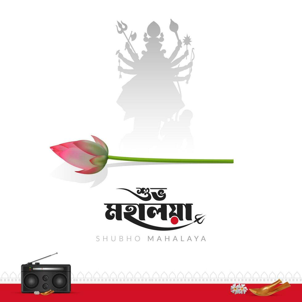Happy Mahalaya Social Media Post Durga Puja is Biggest Festival in Bengal vector