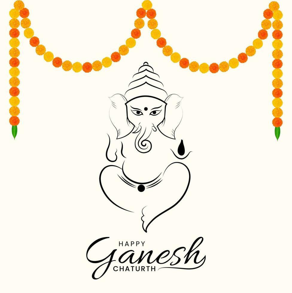 Lord Ganpati illustration for Ganesh Chaturthi festival Social Media Post vector