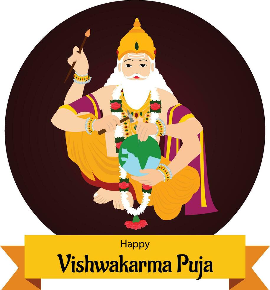 Happy Vishwakarma Puja Indian Hindu Festival Vector Celebration