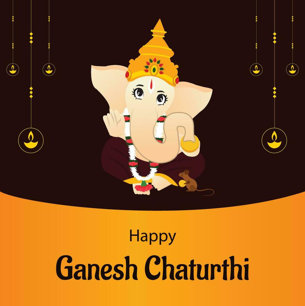 Happy Ganesh Chaturthi Indian Hindu Festival Vector Celebration