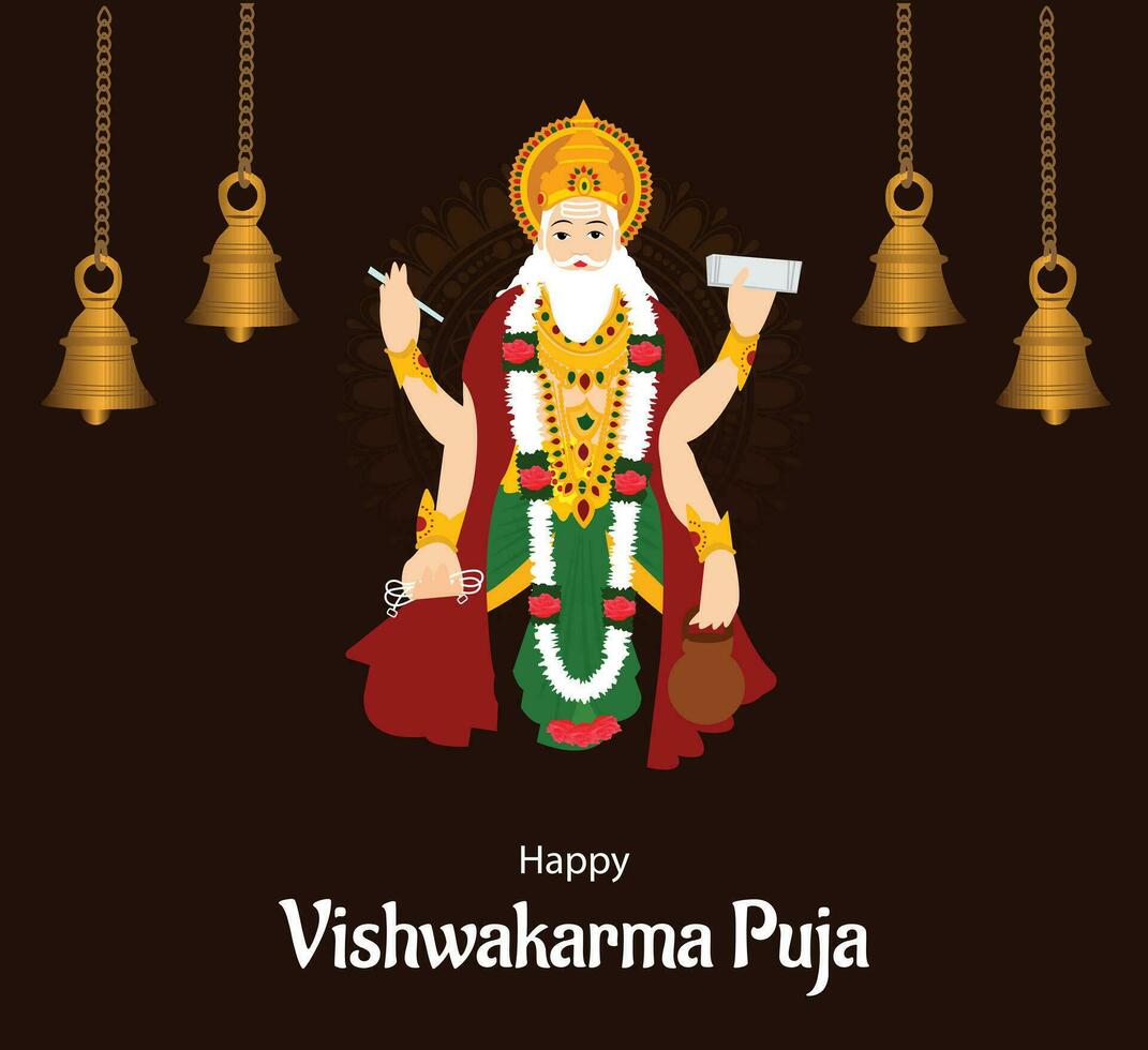 Happy Vishwakarma Puja Indian Hindu Festival Vector Celebration