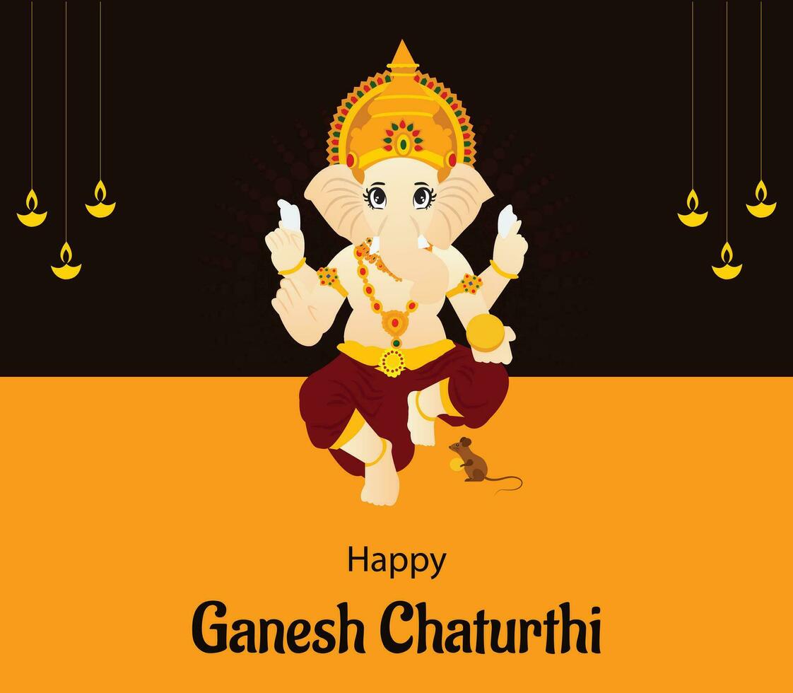 Happy Ganesh Chaturthi Indian Hindu Festival Vector Celebration