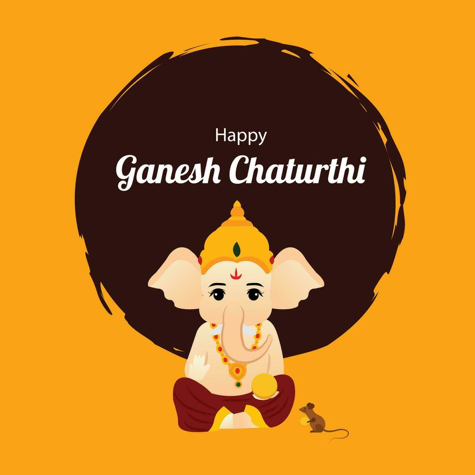 Happy Ganesh Chaturthi Indian Hindu Festival Vector Celebration