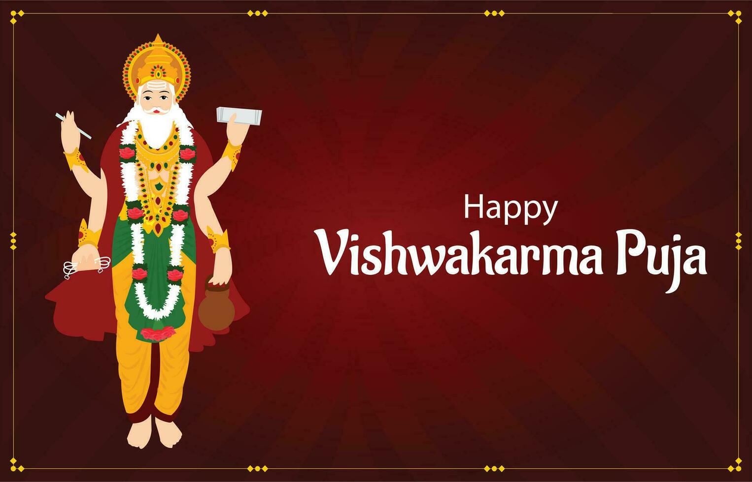 Happy Vishwakarma Puja Indian Hindu Festival Vector Celebration