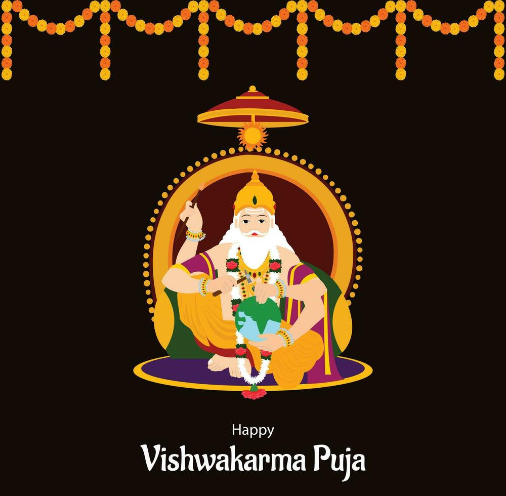 Happy Vishwakarma Puja Indian Hindu Festival Vector Celebration