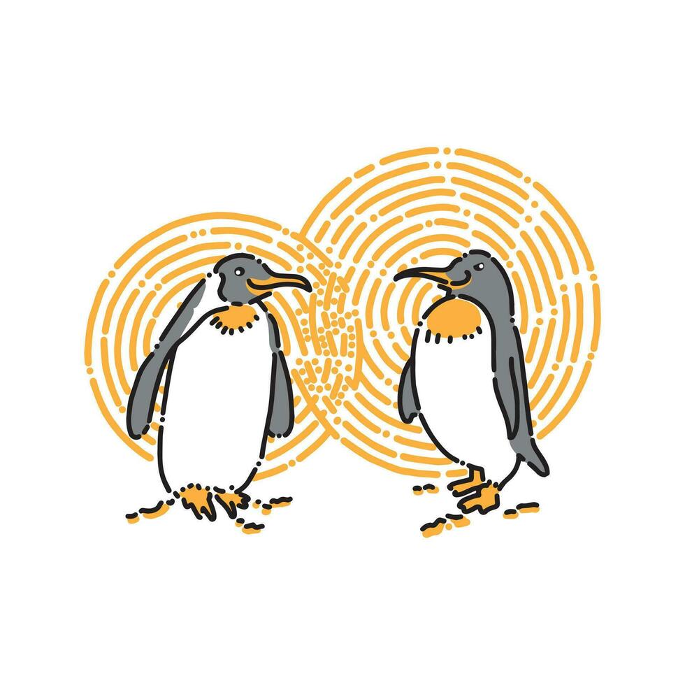 vector design of two penguins with auras colliding with each other