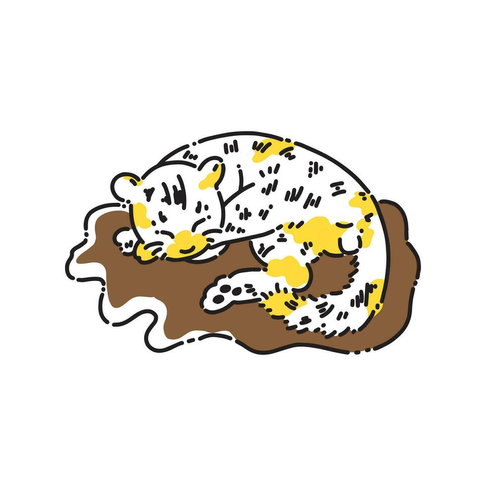 vector design of a wild cat sleeping soundly