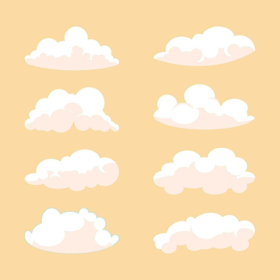 Set of Hand drawn Flat Clouds Illustration vector