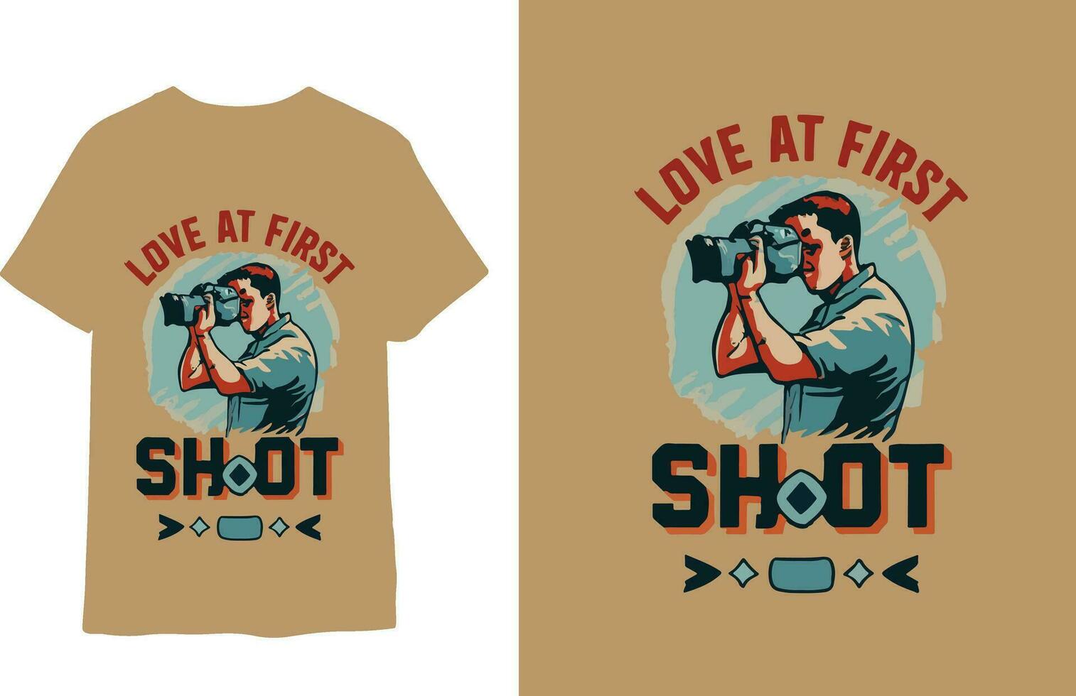 Love at first shoot t-shirt design template vector