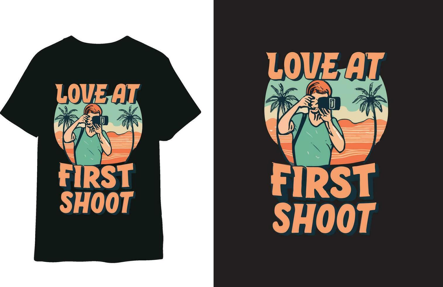 Love at first shoot t-shirt design template vector