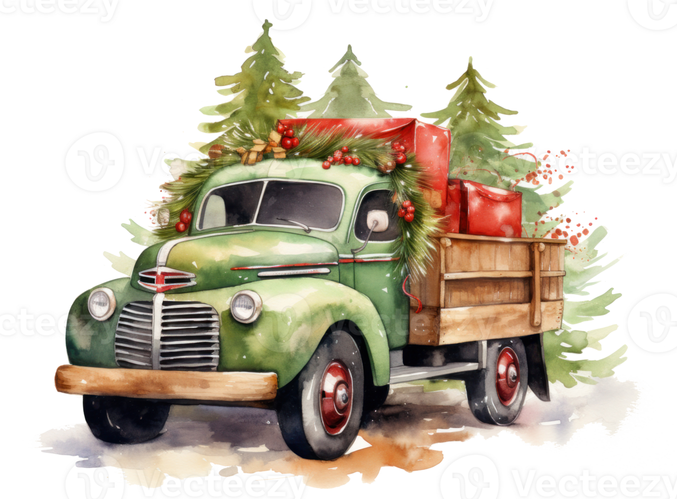 Oldtimer Weihnachtsauto png