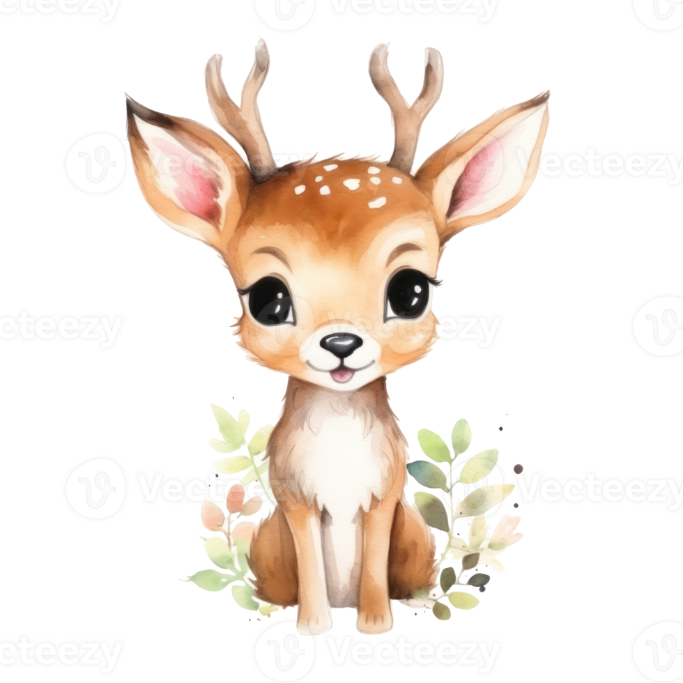 Cute watercolor deer isolated png