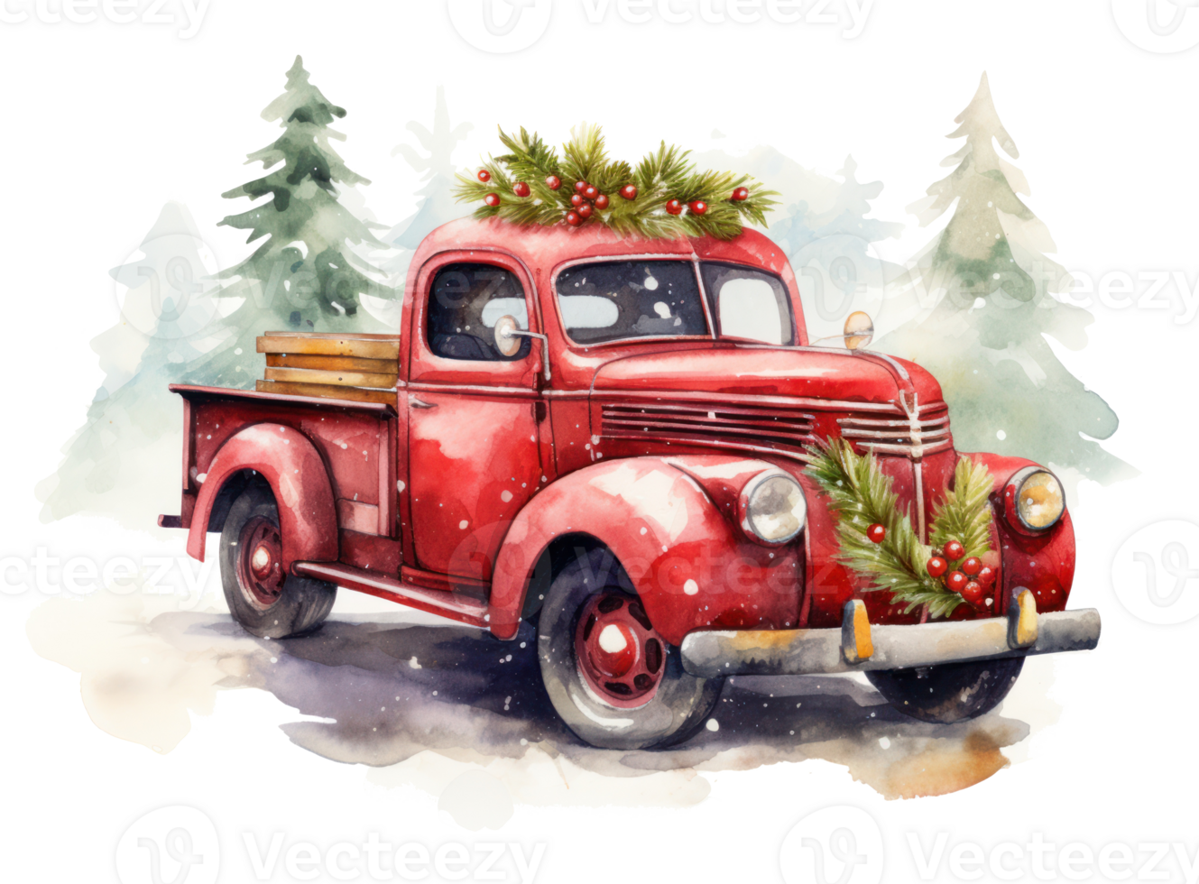 Vintage christmas car png