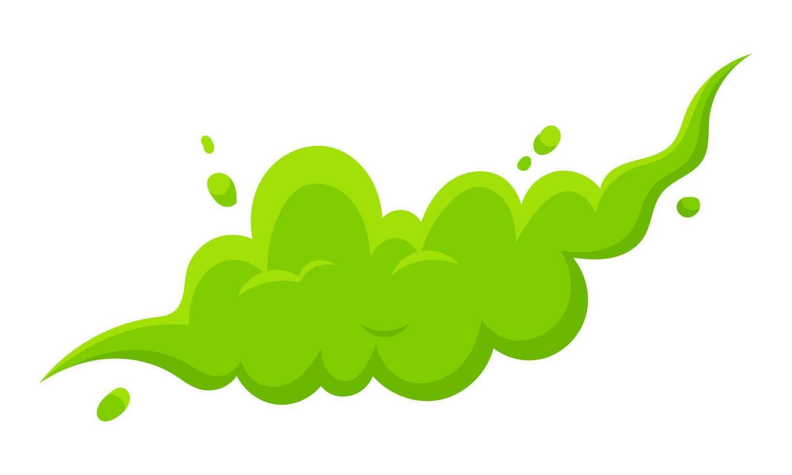 oliendo verde dibujos animados fumar o pedo nubes plano estilo diseño vector ilustración.