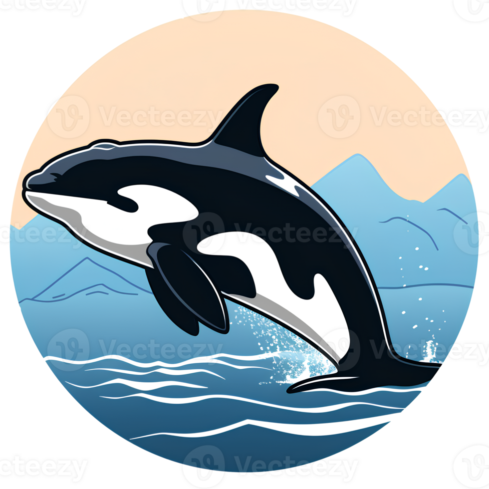 cartoon orca ai generative png