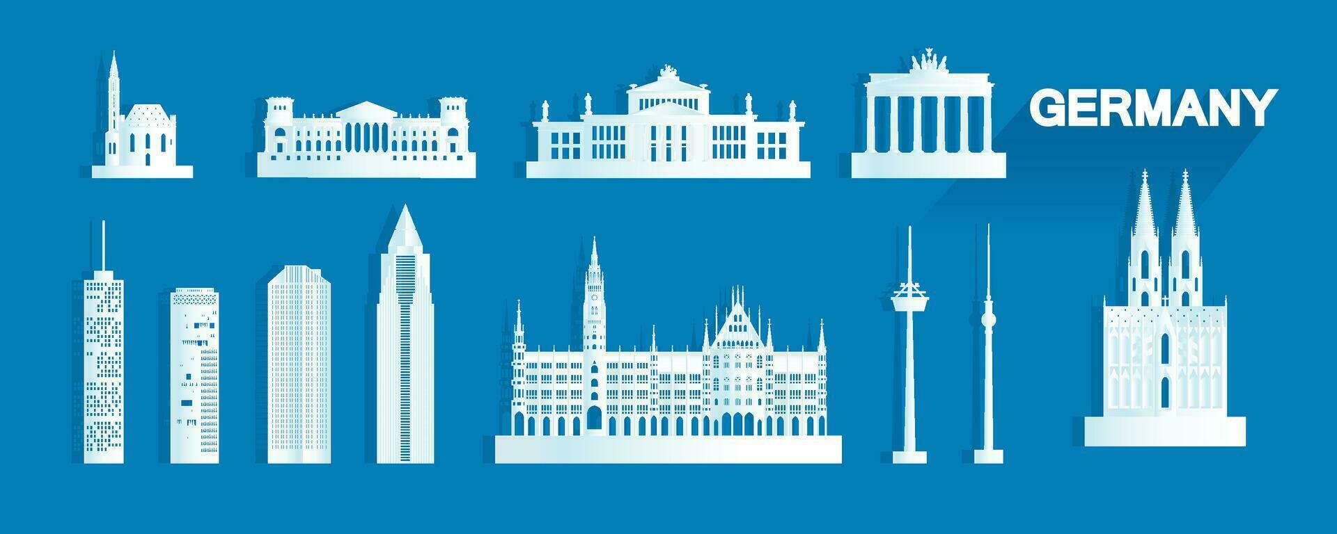 Alemania aislado arquitectura icono conjunto y símbolo con excursión Europa. vector