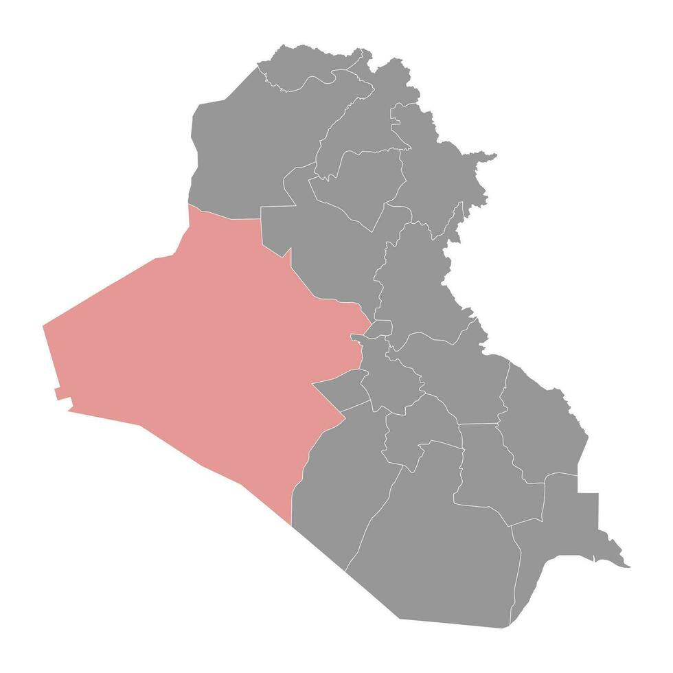 Al Anbar Governorate map, administrative division of Iraq. Vector illustration.