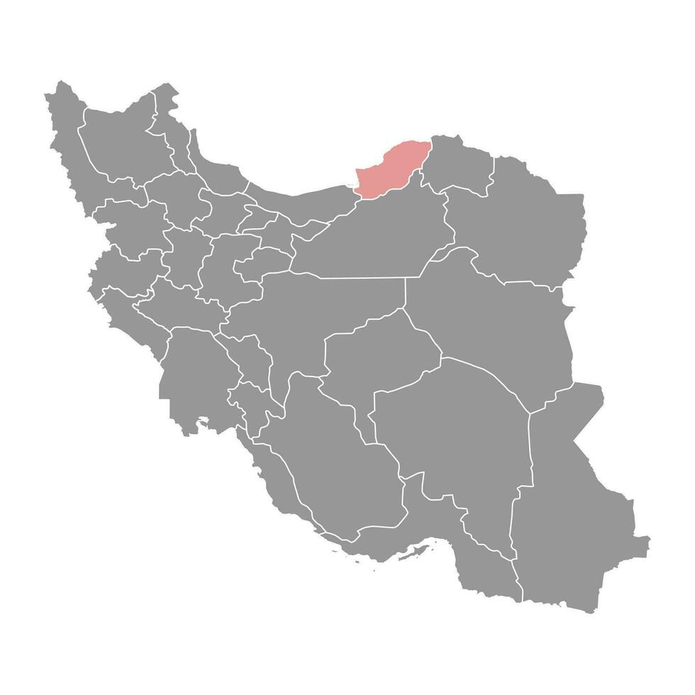 Golestan province map, administrative division of Iran. Vector illustration.