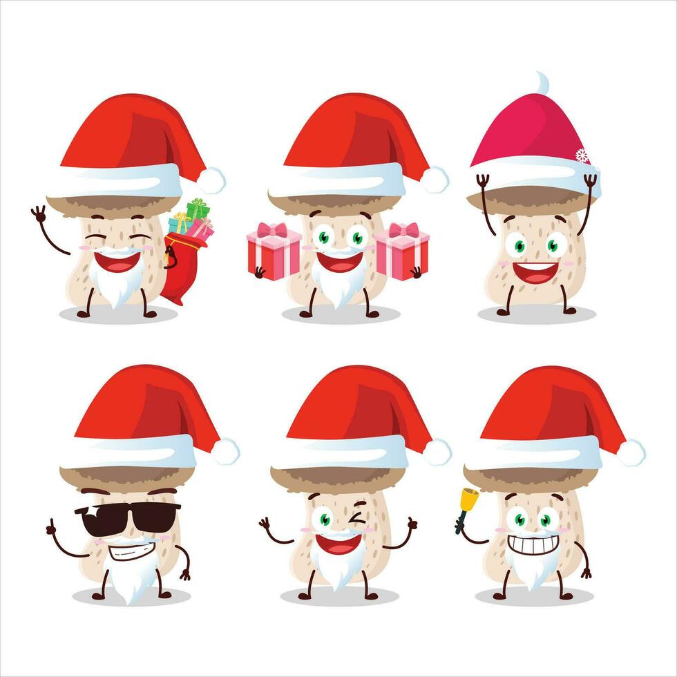 Papa Noel claus emoticones con shiitake seta dibujos animados personaje vector