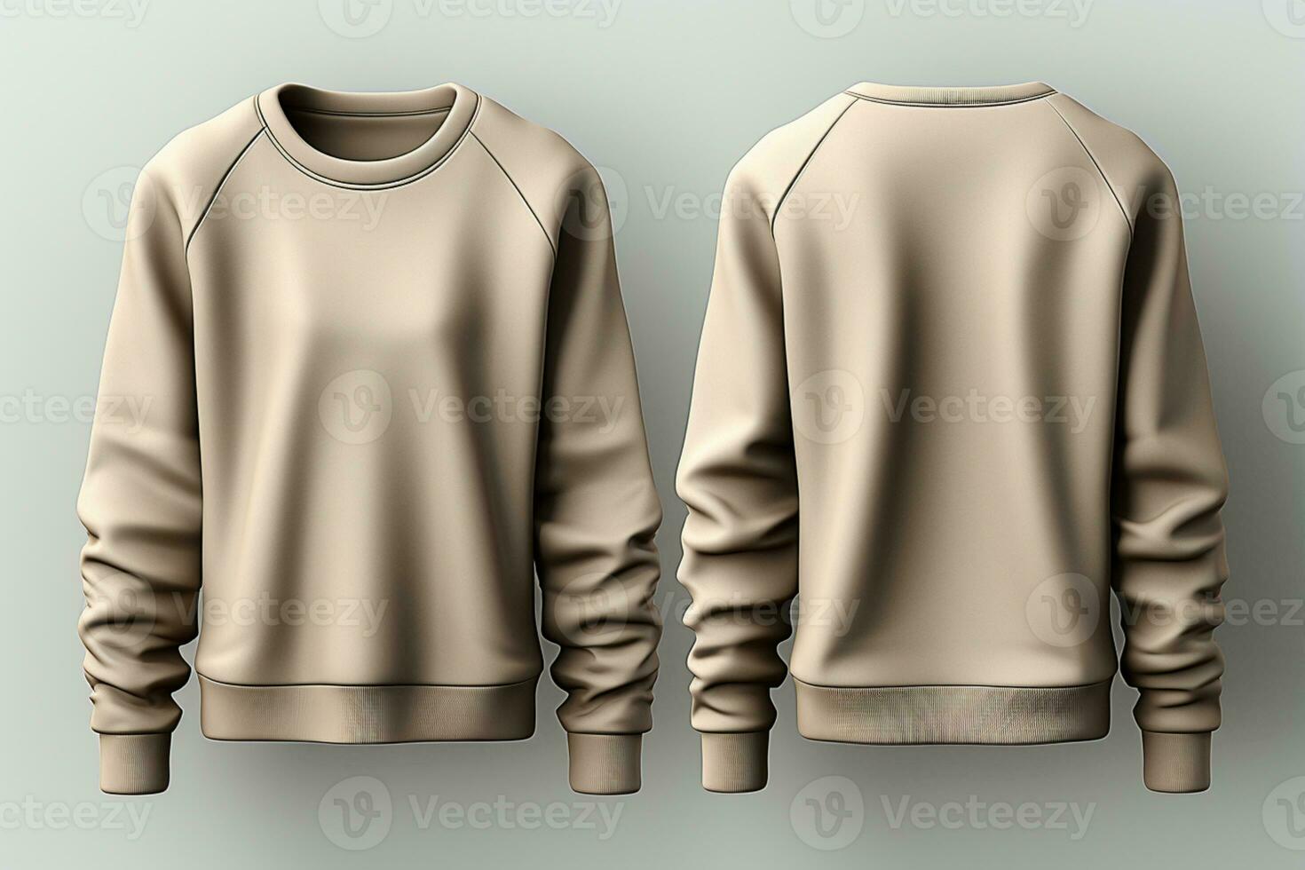 3D-rendered sweatshirt mockup Front and back views, blank template AI Generated photo