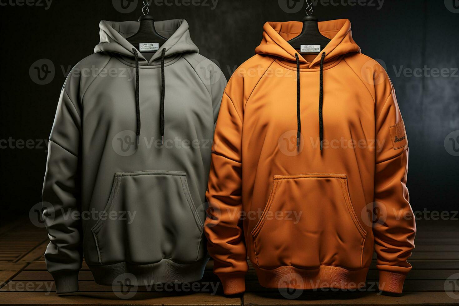 Back pose, hoodie clothes set in two colors, studio background AI Generated photo