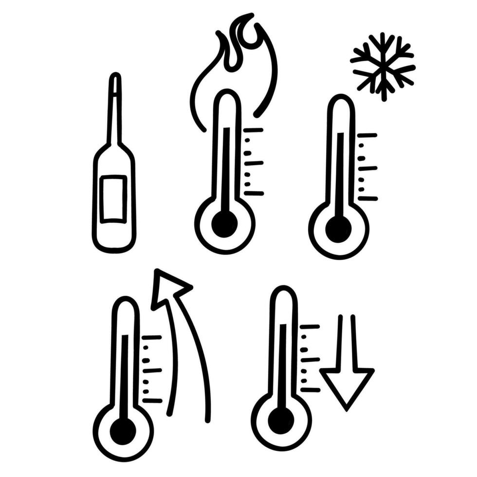 hand drawn doodle Set of Temperature Related illustration vector