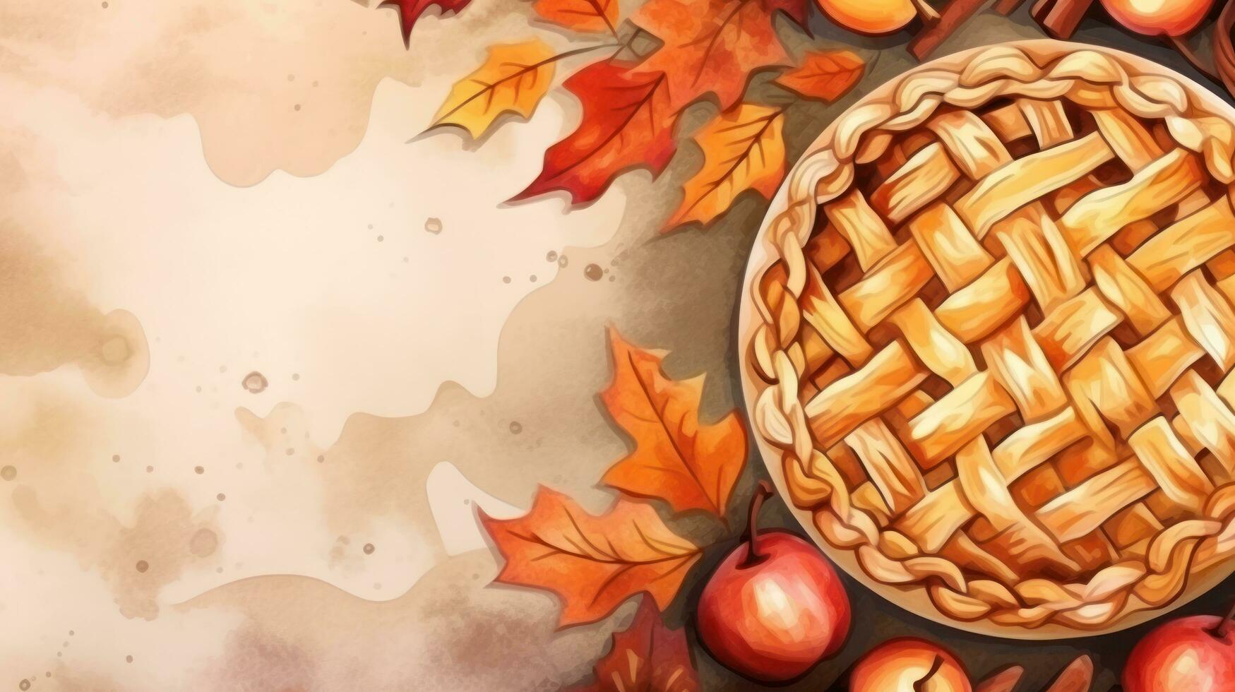 Autumn background with apple pie photo