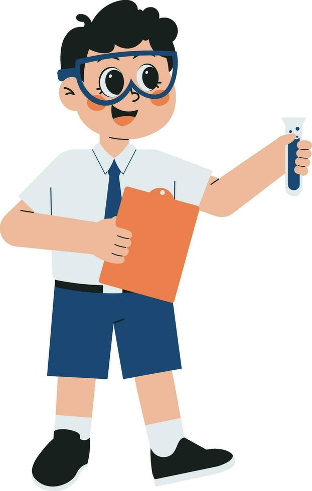 Boy Student Doing Science Experiment Illustration vector