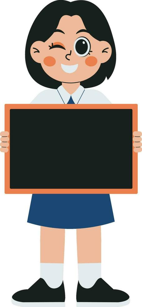 Girl Student With A Blackboard Illustration vector