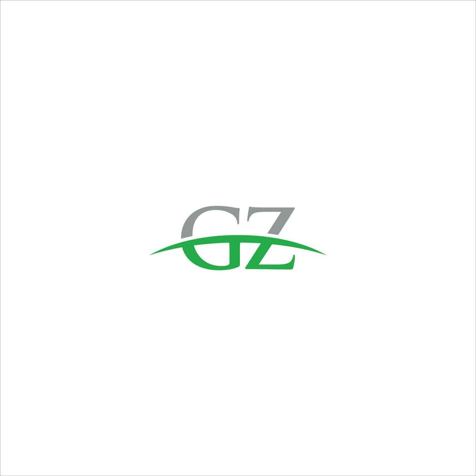 GZ initial company green swoosh logo vector