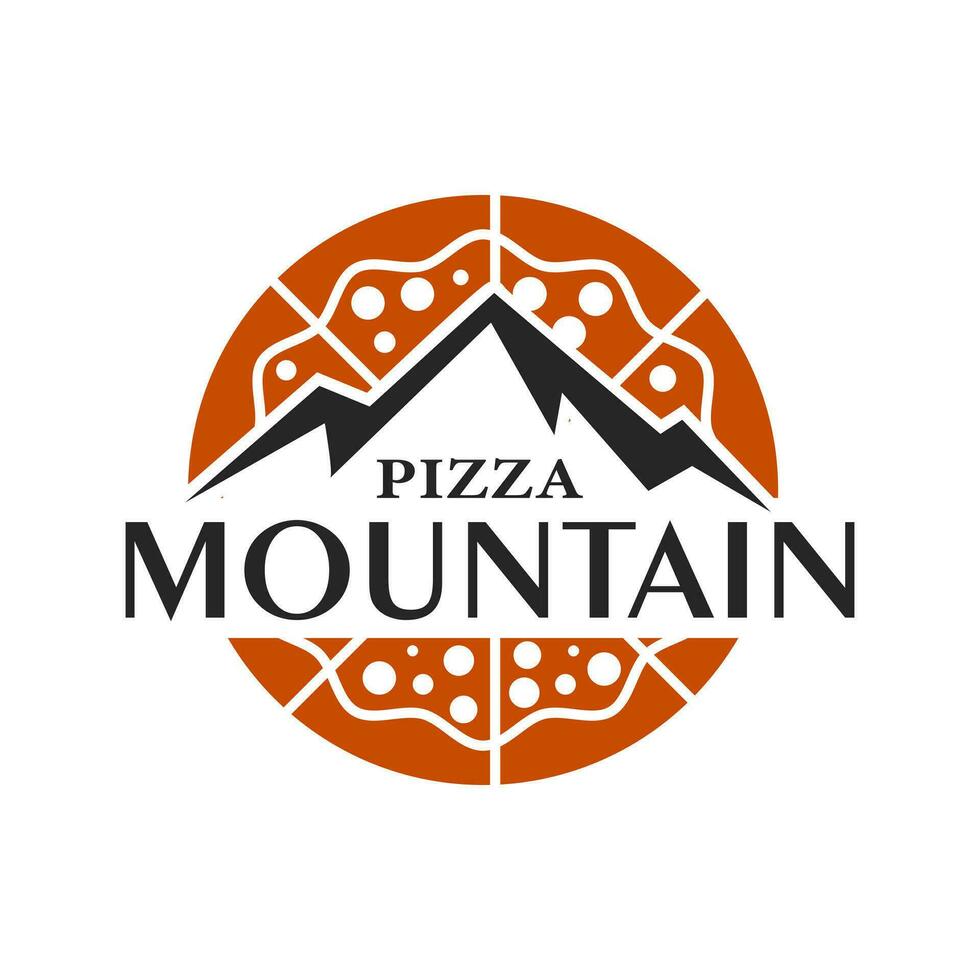 montaña con Pizza cáscara para al aire libre aventuras Pizza Pizza restaurante Clásico logo diseño vector