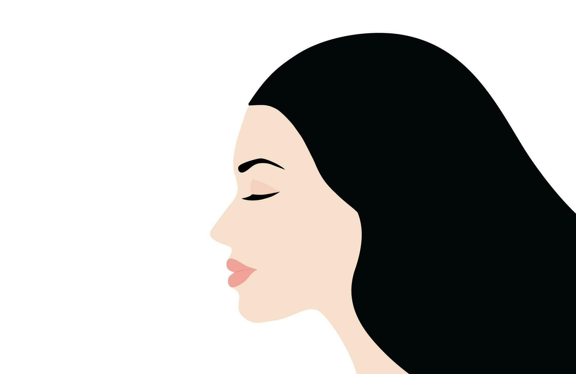 Girl power concept beautiful face woman side view isolated. Woman day