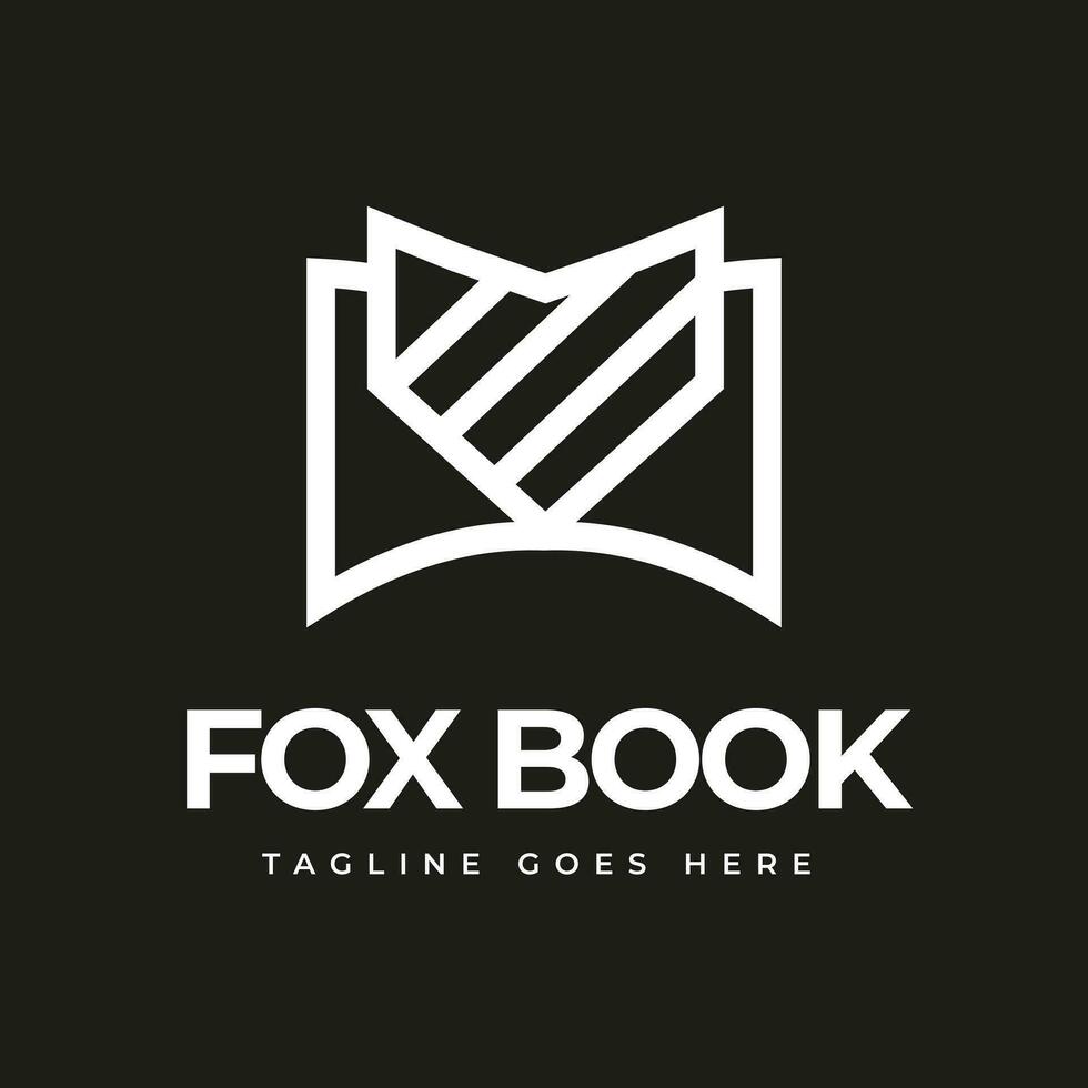 Fox Head Face Book Icon Symbol Illustration Simple Minimalist Modern Dark Background vector