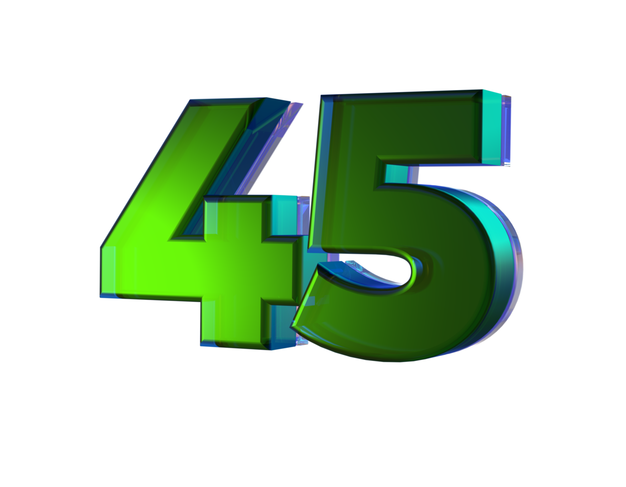 Number 45 3D render with Green color 28283871 PNG